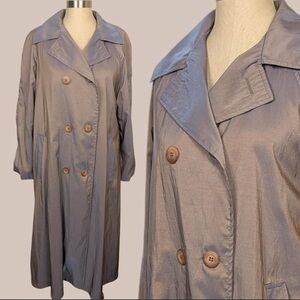 Vintage 80s Vision iridescent blue/brown double breasted metallic trench coat